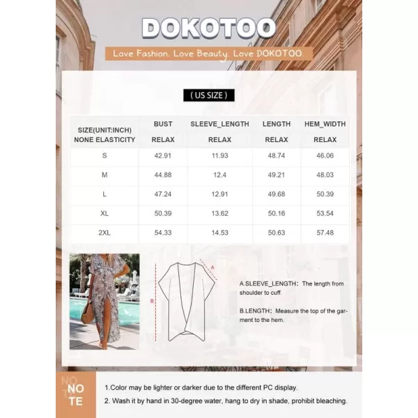 Dokotoo Womens Casual Short Sleeve Side Split Button Down Long Kimonos Cardigans Swimsuit Cover Ups