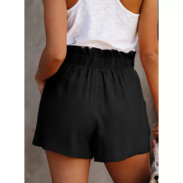 Dokotoo Womens Casual Summer Ruffle Belted Elastic Waist Shorts with Pockets