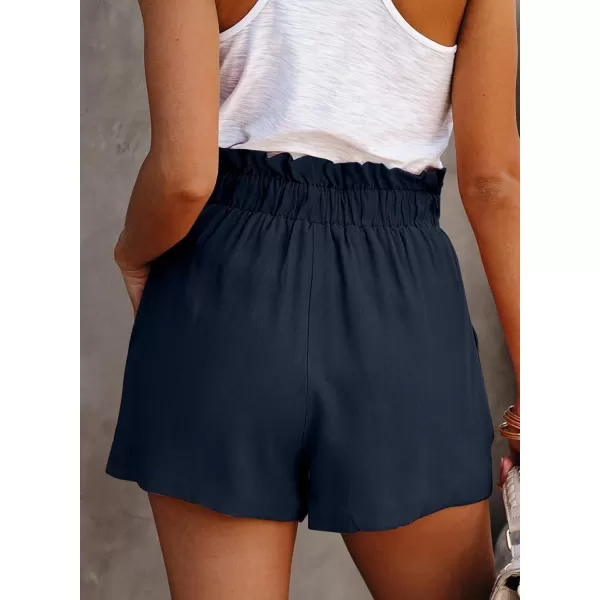 Dokotoo Womens Casual Summer Ruffle Belted Elastic Waist Shorts with Pockets