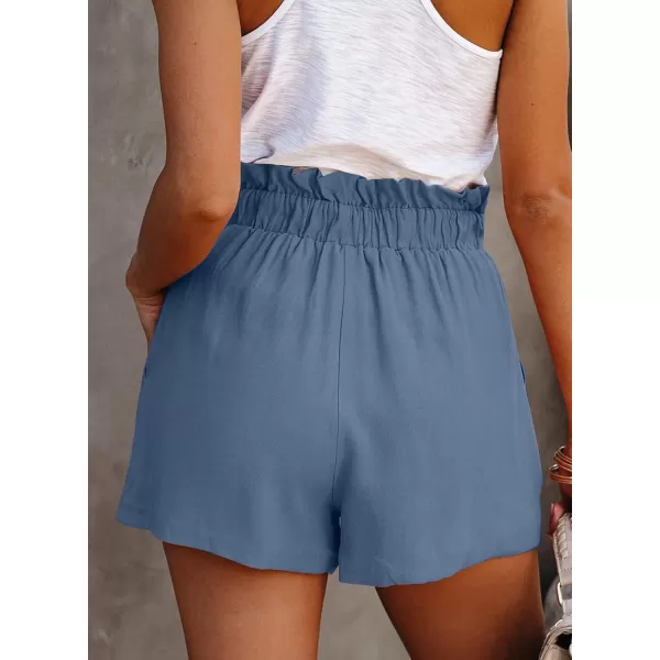 Dokotoo Womens Casual Summer Ruffle Belted Elastic Waist Shorts with Pockets