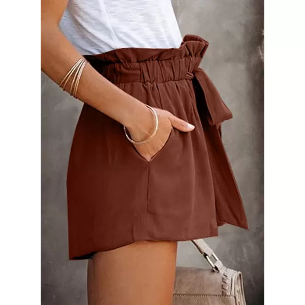 Dokotoo Womens Casual Summer Ruffle Belted Elastic Waist Shorts with Pockets