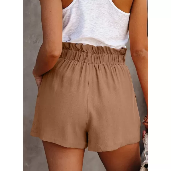 Dokotoo Womens Casual Summer Ruffle Belted Elastic Waist Shorts with Pockets