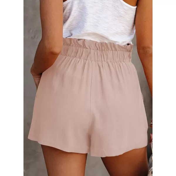 Dokotoo Womens Casual Summer Ruffle Belted Elastic Waist Shorts with Pockets