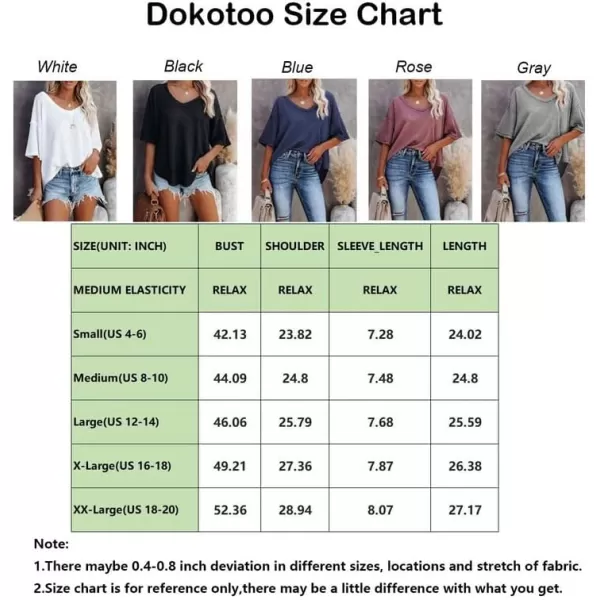 Dokotoo Women's Causual V Neck Short Sleeve Shirts Waffle Knit Loose Tunic Tops Blouses