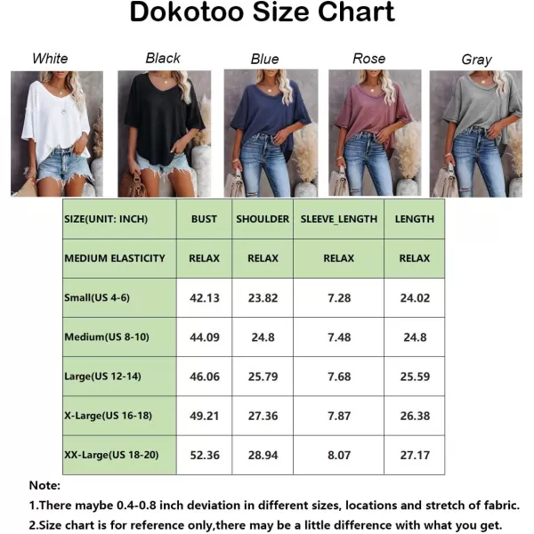 Dokotoo Women's Causual V Neck Short Sleeve Shirts Waffle Knit Loose Tunic Tops Blouses