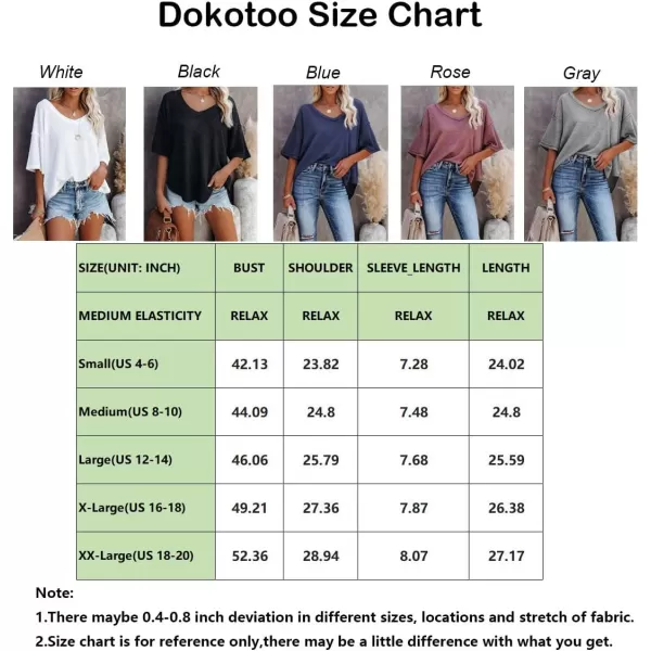Dokotoo Women's Causual V Neck Short Sleeve Shirts Waffle Knit Loose Tunic Tops Blouses