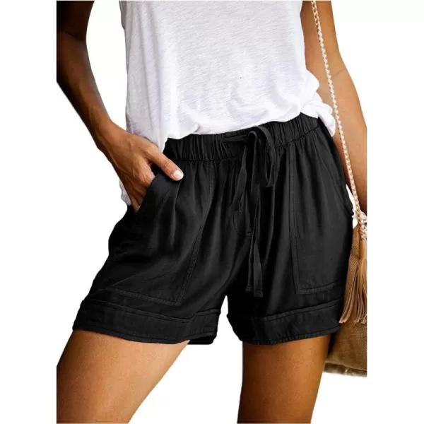 Dokotoo Womens Comfy Drawstring Casual Elastic Waist Pocketed Shorts