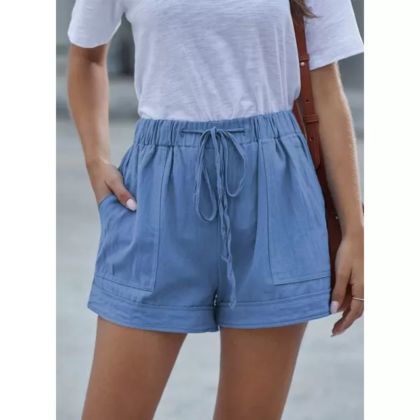 Dokotoo Womens Comfy Drawstring Casual Elastic Waist Pocketed Shorts