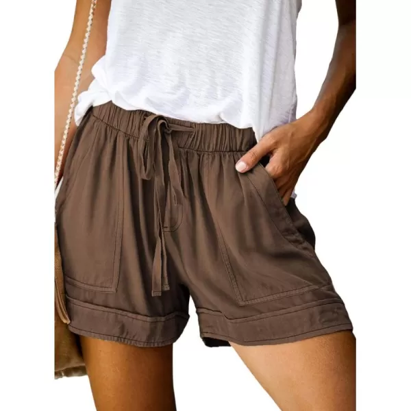Dokotoo Womens Comfy Drawstring Casual Elastic Waist Pocketed Shorts