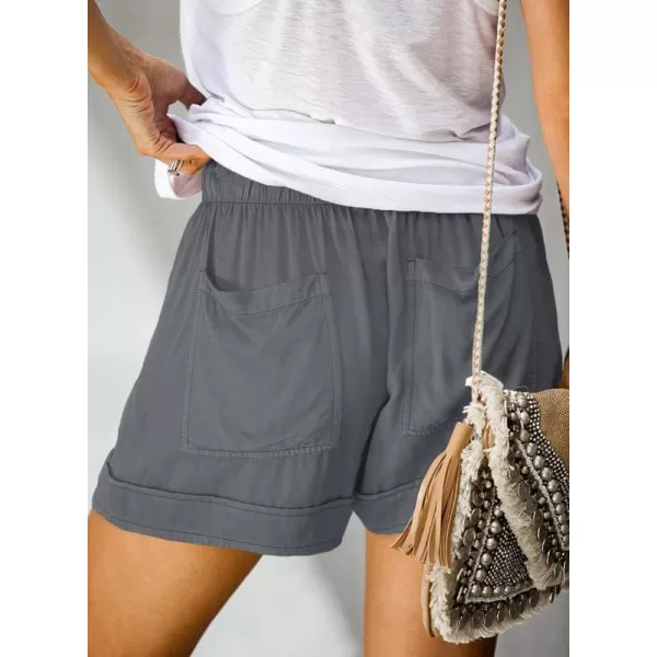 Dokotoo Womens Comfy Drawstring Casual Elastic Waist Pocketed Shorts