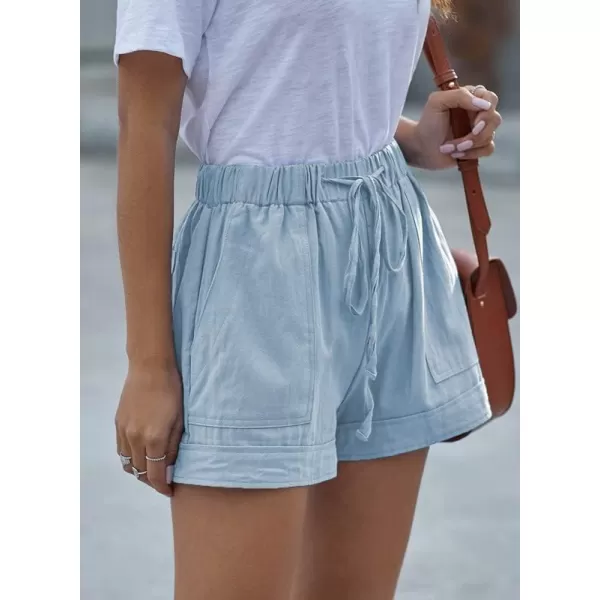 Dokotoo Womens Comfy Drawstring Casual Elastic Waist Pocketed Shorts