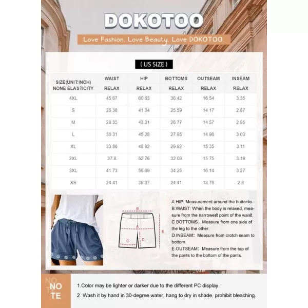 Dokotoo Womens Comfy Drawstring Casual Elastic Waist Pocketed Shorts
