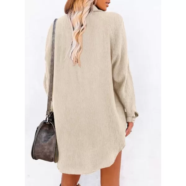 Dokotoo Women's Corduroy Long Sleeve Button Down Shirts Tunic Dresses with Pockets
