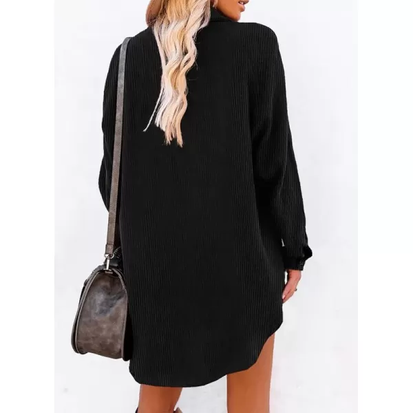 Dokotoo Women's Corduroy Long Sleeve Button Down Shirts Tunic Dresses with Pockets