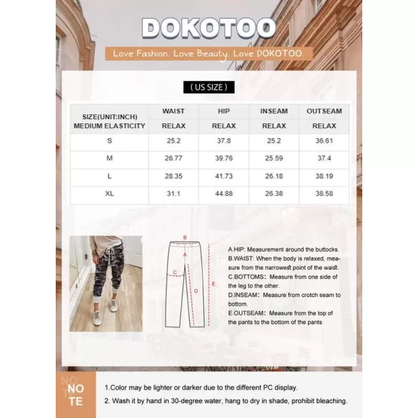 Dokotoo Womens Fashion Casual Drawstring Elastic Waist Cotton Jogging Jogger Pants with Pockets
