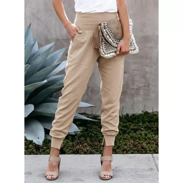 Dokotoo Womens Fashion Casual Drawstring Elastic Waist Cotton Jogging Jogger Pants with Pockets