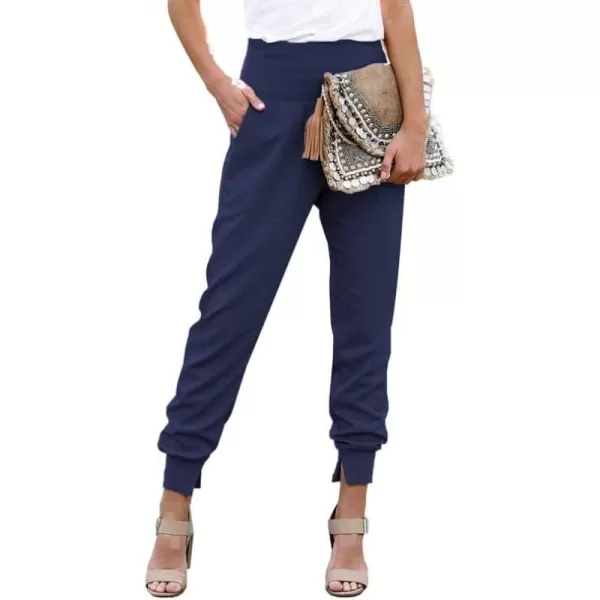 Dokotoo Womens Fashion Casual Drawstring Elastic Waist Cotton Jogging Jogger Pants with Pockets