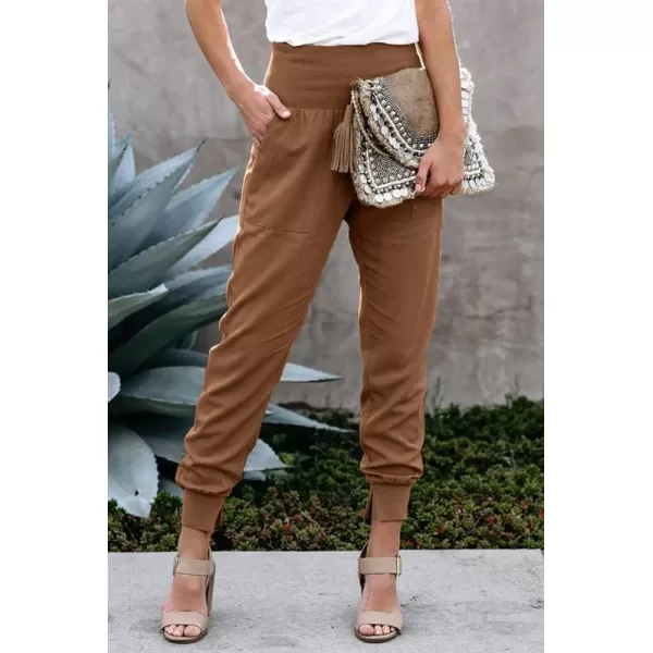 Dokotoo Womens Fashion Casual Drawstring Elastic Waist Cotton Jogging Jogger Pants with Pockets