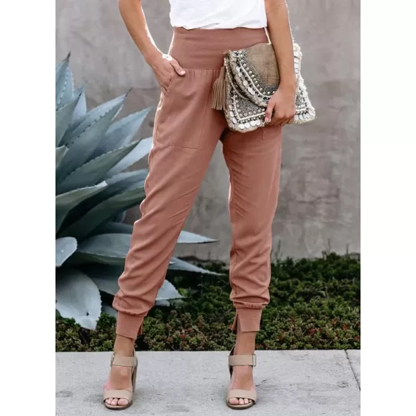 Dokotoo Womens Fashion Casual Drawstring Elastic Waist Cotton Jogging Jogger Pants with Pockets
