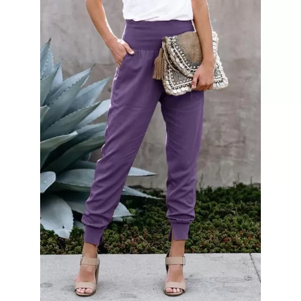 Dokotoo Womens Fashion Casual Drawstring Elastic Waist Cotton Jogging Jogger Pants with Pockets