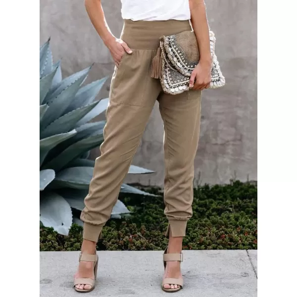 Dokotoo Womens Fashion Casual Drawstring Elastic Waist Cotton Jogging Jogger Pants with Pockets
