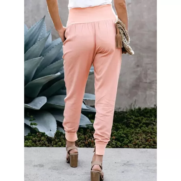 Dokotoo Womens Fashion Casual Drawstring Elastic Waist Cotton Jogging Jogger Pants with Pockets