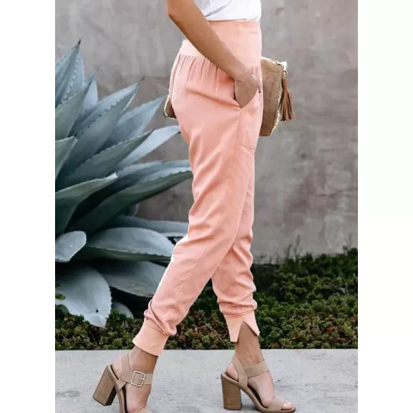 Dokotoo Womens Fashion Casual Drawstring Elastic Waist Cotton Jogging Jogger Pants with Pockets