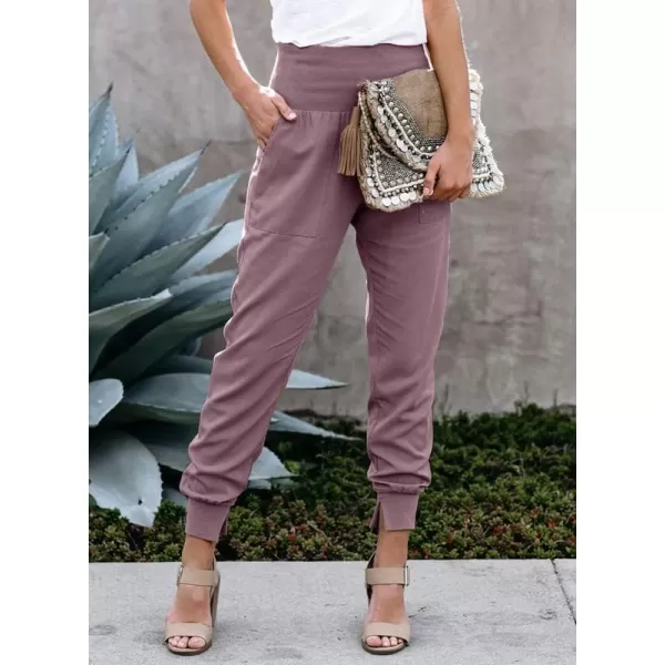 Dokotoo Womens Fashion Casual Drawstring Elastic Waist Cotton Jogging Jogger Pants with Pockets