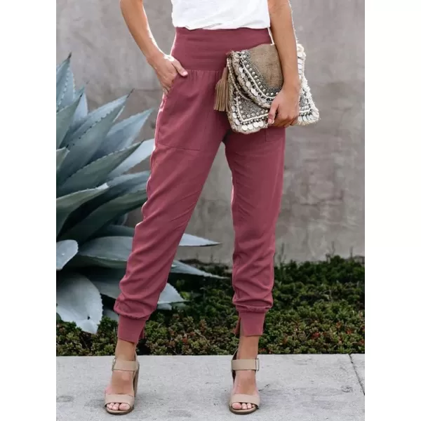 Dokotoo Womens Fashion Casual Drawstring Elastic Waist Cotton Jogging Jogger Pants with Pockets