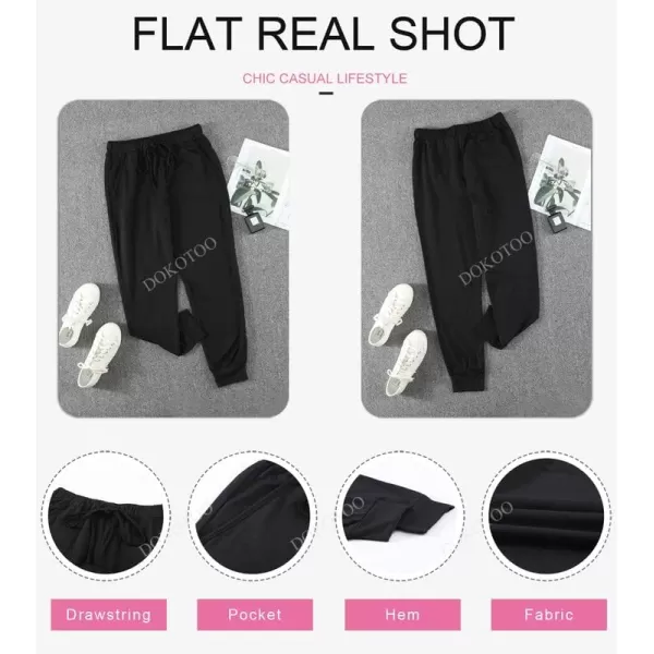 Dokotoo Womens Fashion Casual Drawstring Elastic Waist Cotton Jogging Jogger Pants with Pockets