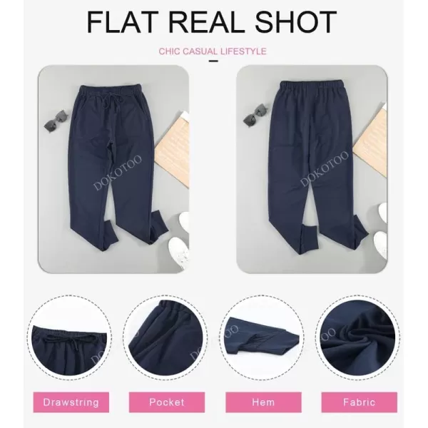 Dokotoo Womens Fashion Casual Drawstring Elastic Waist Cotton Jogging Jogger Pants with Pockets