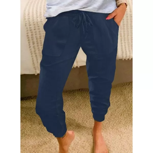 Dokotoo Womens Fashion Casual Drawstring Elastic Waist Cotton Jogging Jogger Pants with Pockets