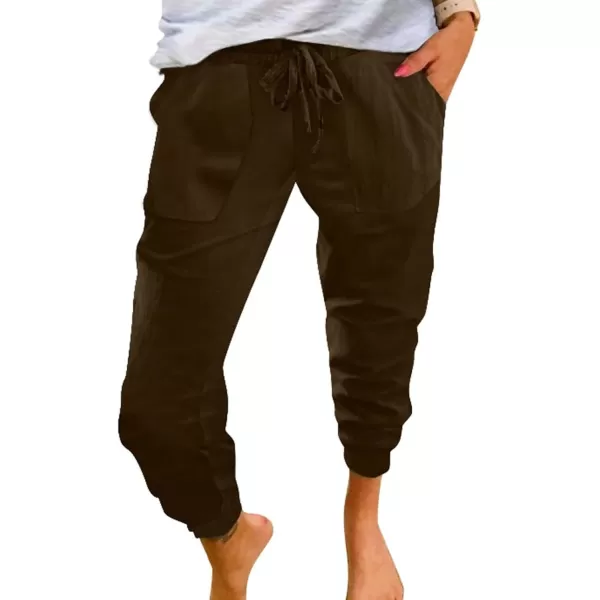 Dokotoo Womens Fashion Casual Drawstring Elastic Waist Cotton Jogging Jogger Pants with Pockets
