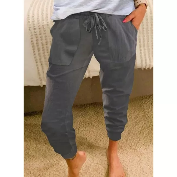 Dokotoo Womens Fashion Casual Drawstring Elastic Waist Cotton Jogging Jogger Pants with Pockets
