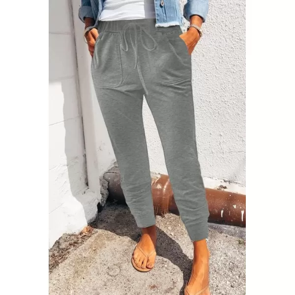 Dokotoo Womens Fashion Casual Drawstring Elastic Waist Cotton Jogging Jogger Pants with Pockets