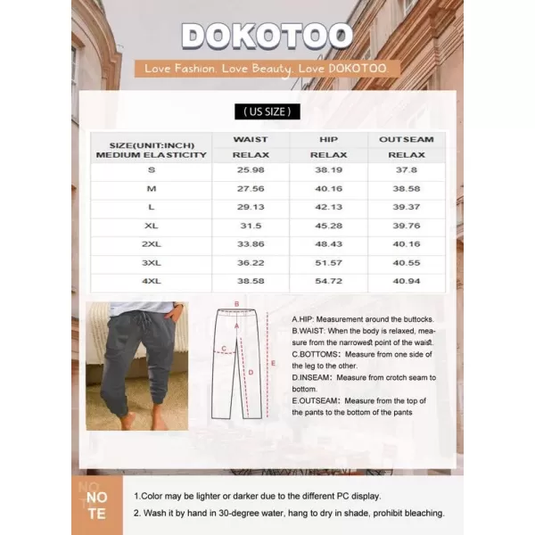 Dokotoo Womens Fashion Casual Drawstring Elastic Waist Cotton Jogging Jogger Pants with Pockets