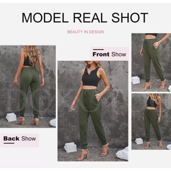 Dokotoo Womens Fashion Casual Drawstring Elastic Waist Cotton Jogging Jogger Pants with Pockets
