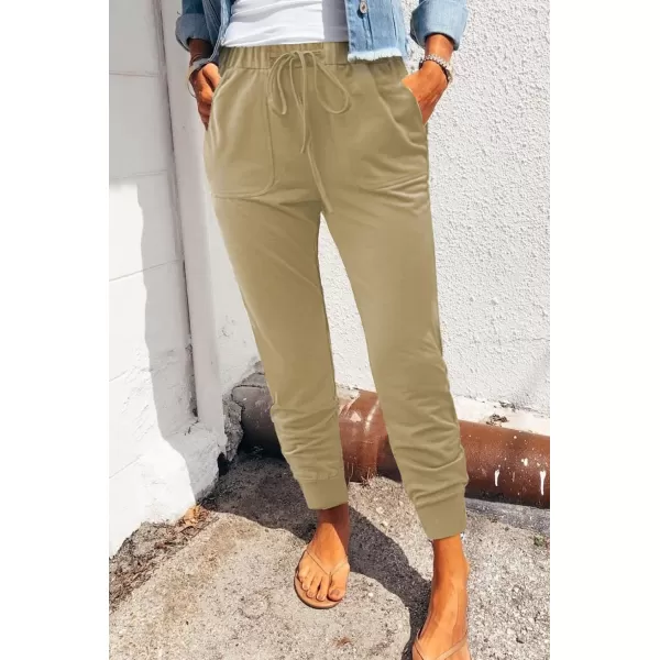 Dokotoo Womens Fashion Casual Drawstring Elastic Waist Cotton Jogging Jogger Pants with Pockets