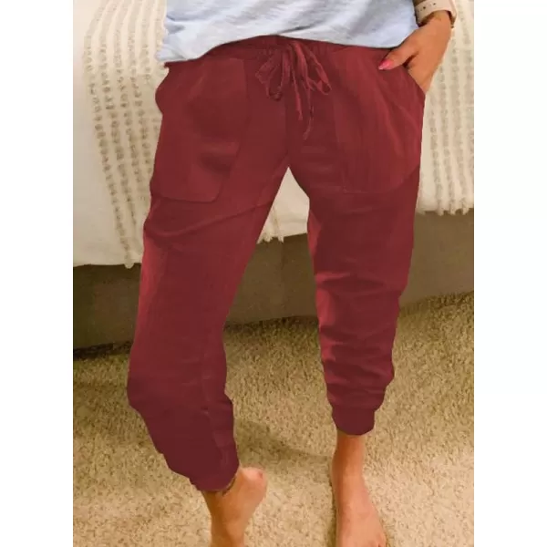 Dokotoo Womens Fashion Casual Drawstring Elastic Waist Cotton Jogging Jogger Pants with Pockets