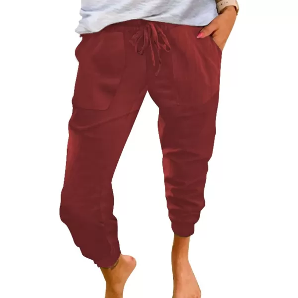 Dokotoo Womens Fashion Casual Drawstring Elastic Waist Cotton Jogging Jogger Pants with Pockets