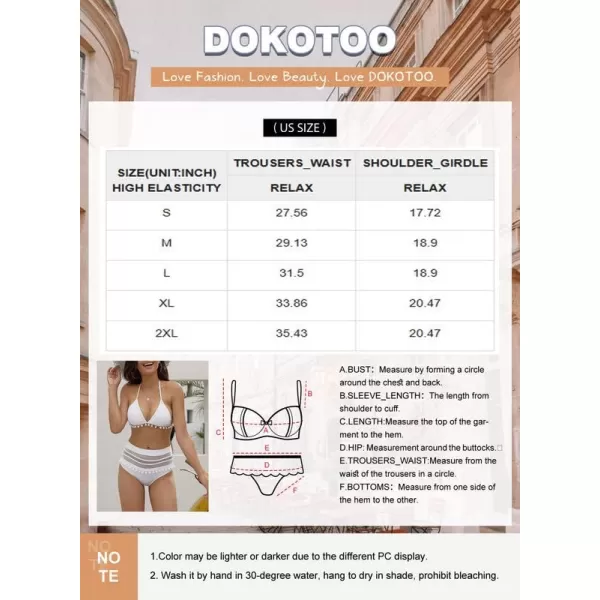 Dokotoo Womens High Waist Two Pieces Bikini Set Striped Tassel Swimsuit