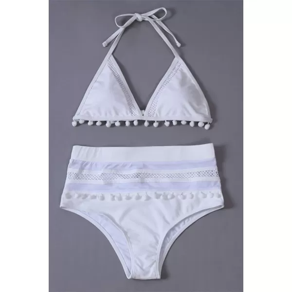 Dokotoo Womens High Waist Two Pieces Bikini Set Striped Tassel Swimsuit