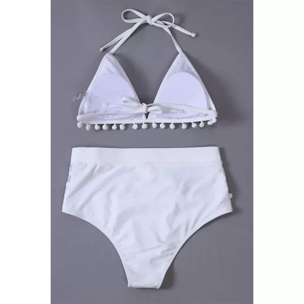 Dokotoo Womens High Waist Two Pieces Bikini Set Striped Tassel Swimsuit
