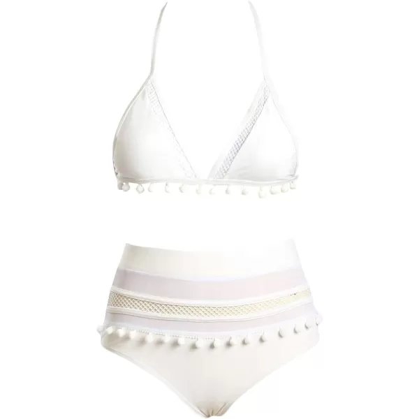Dokotoo Womens High Waist Two Pieces Bikini Set Striped Tassel Swimsuit