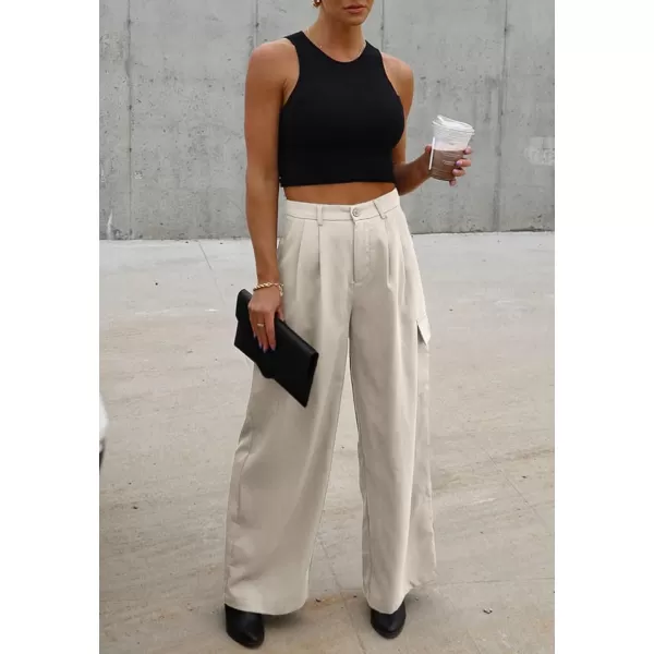 Dokotoo Womens High Waisted Wide Leg Cargo Pants Baggy Casual Combat Military Pants with 4 Pockets