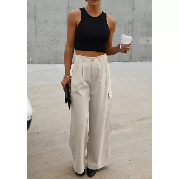 Dokotoo Womens High Waisted Wide Leg Cargo Pants Baggy Casual Combat Military Pants with 4 Pockets