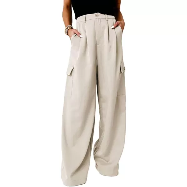 Dokotoo Womens High Waisted Wide Leg Cargo Pants Baggy Casual Combat Military Pants with 4 Pockets