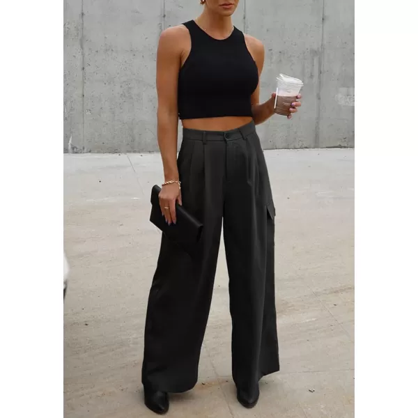 Dokotoo Womens High Waisted Wide Leg Cargo Pants Baggy Casual Combat Military Pants with 4 Pockets