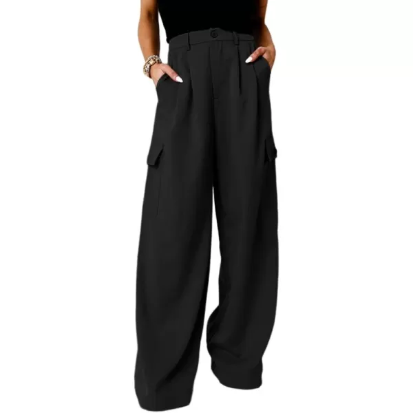 Dokotoo Womens High Waisted Wide Leg Cargo Pants Baggy Casual Combat Military Pants with 4 Pockets