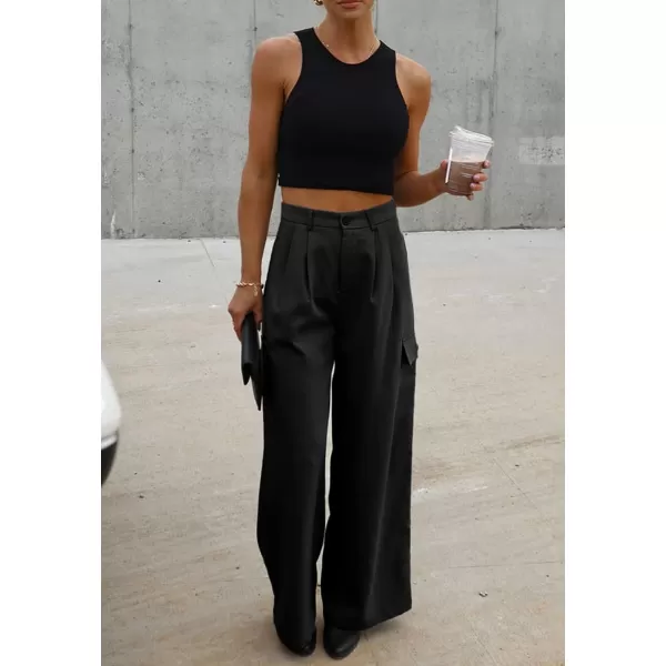 Dokotoo Womens High Waisted Wide Leg Cargo Pants Baggy Casual Combat Military Pants with 4 Pockets
